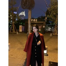 바로바이 여성코트 가을겨울용 레트로 롱 캐시미어 코트