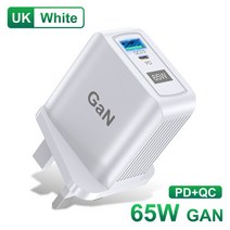 65W 질화 갈륨 GaN QC3.0 PD3.0 충전 어댑터 맥북 호환 프로 노트북 범용 아이폰 호환 13 11 화웨이 삼성, 04 UK Charger White