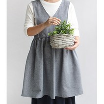 강남콩 어반 앞치마 원피스 모던 북유럽 심플 롱 스커트 면 어린이집 공방 화원 주방 감각적 리본