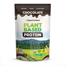Opportuniteas 유기농 비건 단백질 파우더 크리미 초콜릿 식물 기반 20g 저순탄수화물 글루텐 프리 락토스 설탕 무첨가 콩 코셔 GMO 0.5kg1파운드 USA 미국