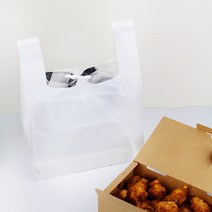 치킨봉투 무지 (27+17)x44cm (100매) 흰색 배달 포장 테이크아웃 음식 식당 비닐봉투