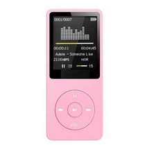 블루투스 호환 무손실 MP3 음악 플레이어 1.8 인치 미디어 비디오 FM 라디오 전자 책 포함 초박형 학생 레코더, 분홍색