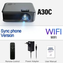 캠핑용빔프로젝터 가정용빔프로젝터 미니빔프로젝터 aun mini 프로젝터 smart tv wifi 휴대용 홈 시어터 시네마 배터리 동기화 전화 비머 led 프로젝터 4k 영화, a30c