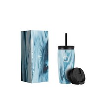 IRON °FLASK 노마드 텀블러 591.5mL(20온스) 뚜껑 2개(빨대플립) 진공 단열 스테인리스 스틸 병 이중 벽 보온 커피 여행용 머그 금속 물통, Ocean_1 Count (Pack of 1)