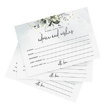 Bliss Collections Mad Libs 조언 및 소원 카드 새로운 미스터 앤 미세스 신랑 신부 신혼 부부 결혼식 피로연 장식 또는 암탉 파티에 완벽한 추가 4x6 50장, 녹지 수채화