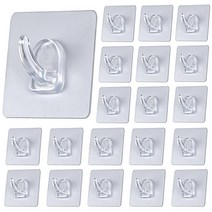 [맘편한집] 벽뚫지 않는 매직 초강력 접착식 후크 걸이 대용량, 투명, 20개