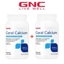(1+1) 지엔씨 GNC 코랄 칼슘 마그네슘 비타민D Coral Calcium 필수 미네랄 180캡슐 2팩