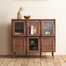 레트로 플랩도어 6문 수납장, 색상:월넛