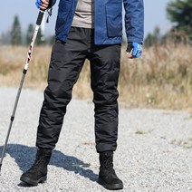다운 야외 운동 트래킹 등산 남성 여성 면바지 두꺼운 보온내복 바람막이 이너 웨어다 화이트 오리 2328421904, 블랙, XL