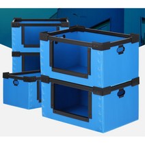 베란다 pp 오픈형 다단적재박스 옷정리 은행 컬러박스 관공사 피피박스 튼튼 포장이사 플라스틱 덴프라 PP, 물류 중 파랑