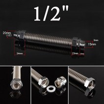 스텐주름관 스텐 12quot 34quot 304 스테인레스 금속 연결 골판지 유연한 파이프 온수 냉수 공급 호스 튜빙 피팅 녹슬지 않음, dn15 l 1l2, 25cm