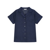22SS 네이비 포켓배색 린넨 반팔셔츠 HSSH2B620N2