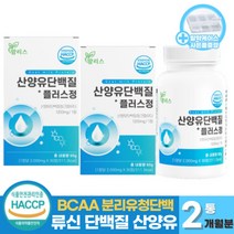 류신 타블렛 산양유 단백질 정 알약 분리유청 식약청 인증 온가족 근육 단백질 보충제 BCAA 고단백 WPI 락토프리 유신 L-로이신 여성 남성 루신 류신 단백질 (+사은품증정), 30정 x 2통 (2개월분)