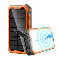 makabaka 솔라 무선 보조배터리 36800mah 대용량 고속충전 이동전원 보조 배터리, 블랙오렌지