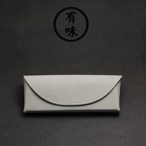 명품 수제 안경케이스 슬림 양바 컬러 가죽 고급 슬림 휴대용 보관 슬림한 접이식 안경집, 캐주얼그레이