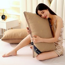 조선호텔베개 마이크로화이바 호텔 침대 및 아침 식사 코어 베개 머리 가정 학생 기숙사 침구 낮은, Elegant Coffee Embro+Middle pi, Elegant Coffee Embro+Middle pi