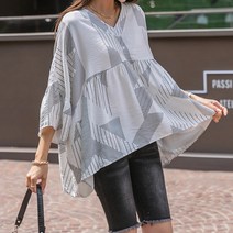 [나크21] (55~110) 브이넥 패턴 블라우스 NK12-T-27