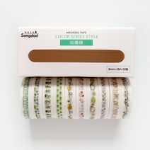 접착앨범 성장책 사진첩 DIY 마스킹 접착제 있음 장식소품재료 스윗 가능 러브 시리즈 박스 테이프 1906542005, 푸르다 10 롤 한통
