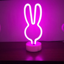무드등LED 네온 라이트 야간 램프 헬로 클라우드 레인보우 벽 침실 배터리 USB 전원 조명 파티 홈 장식, 19 rabbit pink