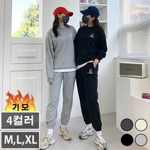 기모 남성 여성 자수 맨투맨 조거팬츠 트레이닝 세트 셋업