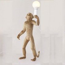 LED 수지 원숭이 펜던트 라이트 SELETTI 블랙 화이트 골드 현대 대마 로프 램프 거실 아트 팔러 연구 조명 광택, Gold Standing