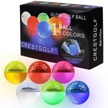 빛나는 LED 골프공 6개세트 야간경기 3부라운딩 야광 발광 agdg, 단품, 단품