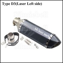 오토바이 머플러 소음기 마후라 51mm 범용 모토 rcycle 배기 파이프 왼쪽 오른쪽 ak 탈출 ER6N SV650 CRF230 Z800 MT07 R3 Z900 Z1000, Type D3 laser left