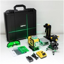 HPT 4D 그린 레이저 레벨기 세트 디월트 10.8v 12v 호환 배터리2개 세트, 1개