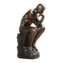 생각하는사람 인테리어 조각상 장식 오브제 로댕 사상가 앉아 남성 사암 동상 미니어처 홈, 금