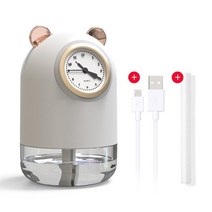 무소음 세척편한 불멍 가습기 사무실 캠핑 귀여운 애완 동물 미니 USB 가정 소형 보습 아로마 테라피 자동차 창의력 에어 베어 미스트 메이커, 16 Clock Humidifier White