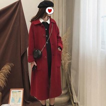 ANYOU 오버코트 슬림 모직코트 롱 여성 트렌치코트