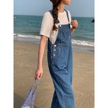 여자 여름 데님 멜빵 바지 청 멜빵바지 레저 일자핏 청바지 FC0215