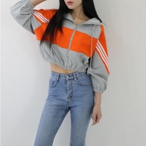 면 얇은 중학생 교복 크롭후드집업