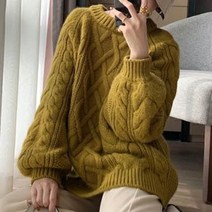 베이직한 꽈배기 디자인 여성 니트티 캐주얼 스웨터
