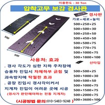 압착고무 진입판 500-500-25 황 (산타입) 고강도 차량 바닥긁힘방지 점포진입판 상가진입판 휠체어 지하주차장 급경사완화 주차장 진입 경사턱 진입턱 공장파이프통과 지게차용