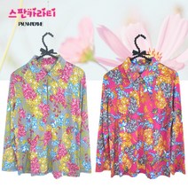 [편마담] 60대 엄마 잔꽃무니 부들부들 라운드티 봄 가을 지퍼카라 티셔츠