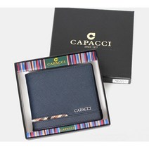 [CAPACCI] 남성용 소가죽 사피아노 베이직 반지갑 네이비 남자지갑 선물지갑 CPWBMA02