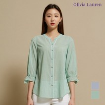 올리비아로렌 라운드넥 스트라이프 블라우스 VOCNLWM4141