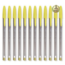 빅 크리스탈 엑스트라 볼드 볼펜 1.6mm, 형광노랑, 12개입