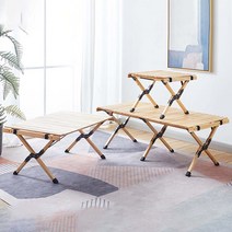 내추럴 우드롤테이블 원목 캠핑 감성 접이식 캠핑식탁 가방증정