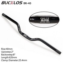 카본핸들바 BUCKLOS-MTB 자전거 핸들 바 25.4mm BMX 라이저 31.8*720/780mm 브롬튼용 산악, [02] 25.4 -620mm R40