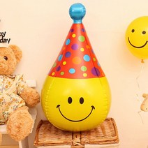 꼬깔모 스마일 은박 풍선 생일 홈 파티 모자 캐릭터 소품, 꼬깔모 스마일 풍선