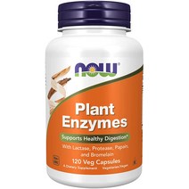 NOW Supplements 락타아제 프로테아제 파파인 및 브로멜라인 함유 식물 효소 120 식물성 캡슐, 1개