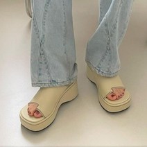 브이와이 여자 레자 플립플랍 두꺼운굽 웨지힐 슬리퍼