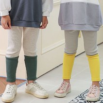 골지 컬러 배색 투톤 레깅스 캐주얼 국산 유아동바지