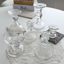 빈티지 캔들 받침 티라이트 홀더 유리 촛대 촬영 소품, 유리촛대_다이아 EP-1440