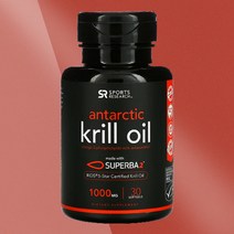 스포츠리서치 슈퍼바2 아스타잔틴 함유 남극 크릴새우 오일 1 000mg 30정 오메가3 인지질 Sports Research Krill Oil 1 000mg 30 Softgels, 크릴오일 30정