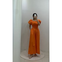 (3컬러) 스퀘어넥 오프숄더 퍼프소매 린넨 스모크 와이드 점프수트