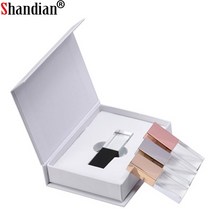 Shandian 로즈 골드 크리스탈 usb 플래시 드라이브 2.0 상자 usb 메모리 스틱 펜 드라이브 사용자 정의 로고 (10 개 이상의 무료 로고) u 디스크, 8GB, 블랙박스