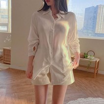 릴리티 / 리엘밀크 셔츠 루즈핏 카라넥 블라우스